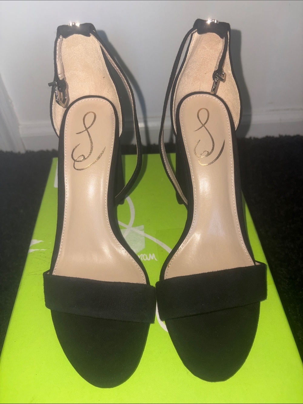 Sam Edelman Black Open-Toe Ankle-Strap Heels